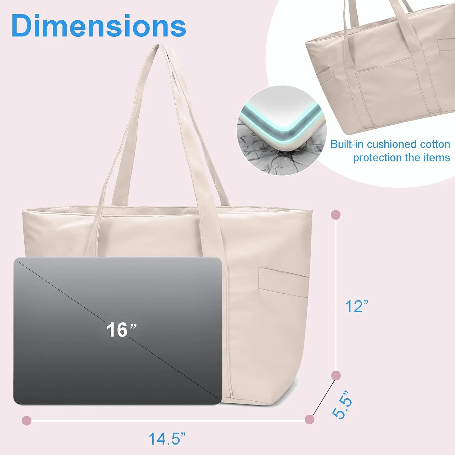 CTWWFS Tote Bag for Women, Travel Essentials Large Tote Bag with Zipper, Top Handle Handbag for Travel, Work