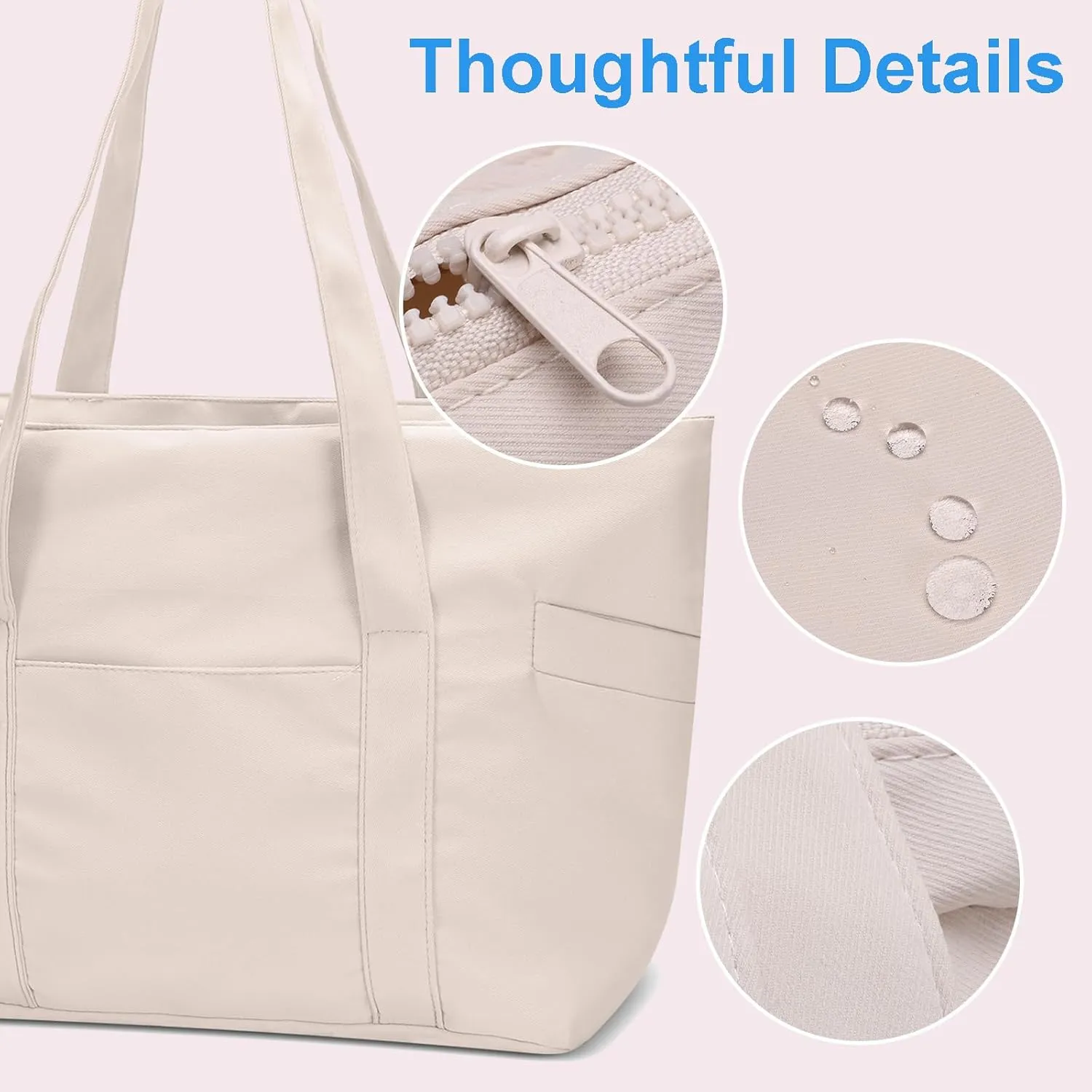 CTWWFS Tote Bag for Women, Travel Essentials Large Tote Bag with Zipper, Top Handle Handbag for Travel, Work