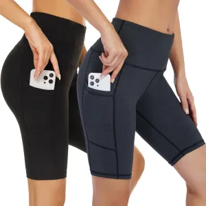 Custer's Night High Waist Out Pocket Yoga Short Tummy Control Workout Running 4 Way Stretch Yoga Leggings
