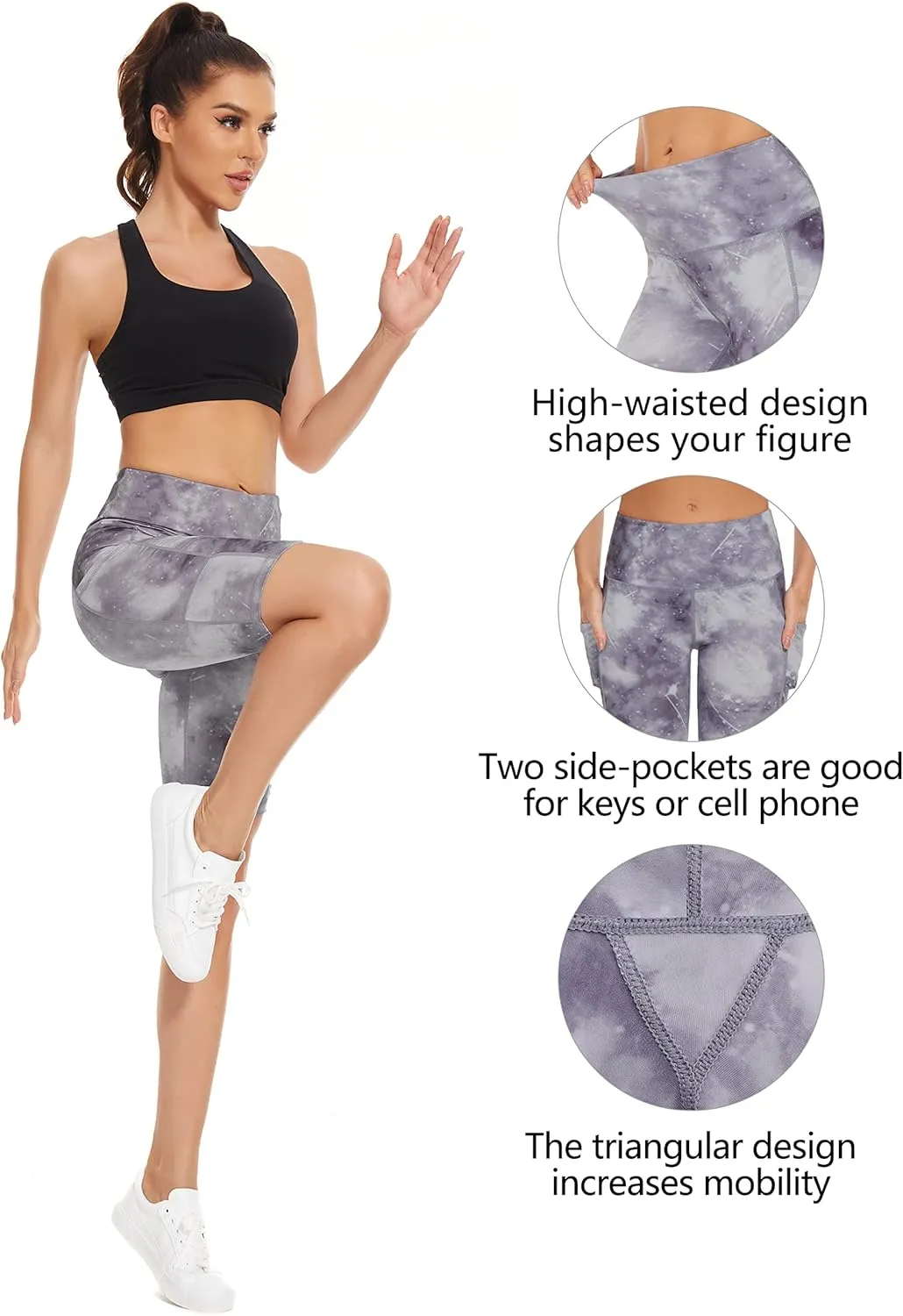 Custer's Night High Waist Out Pocket Yoga Short Tummy Control Workout Running 4 Way Stretch Yoga Leggings