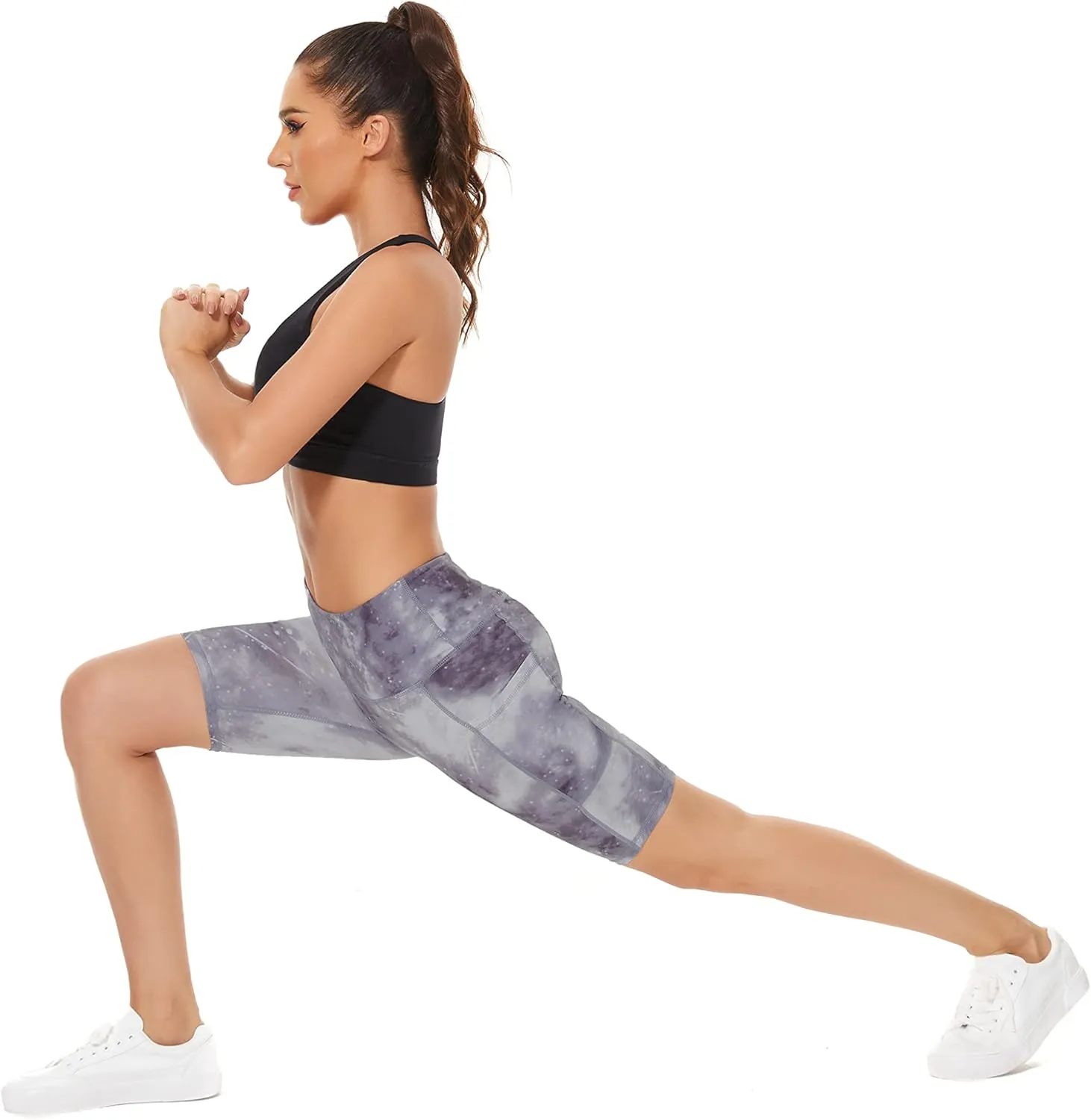Custer's Night High Waist Out Pocket Yoga Short Tummy Control Workout Running 4 Way Stretch Yoga Leggings