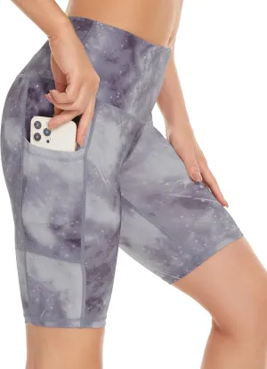 Custer's Night High Waist Out Pocket Yoga Short Tummy Control Workout Running 4 Way Stretch Yoga Leggings