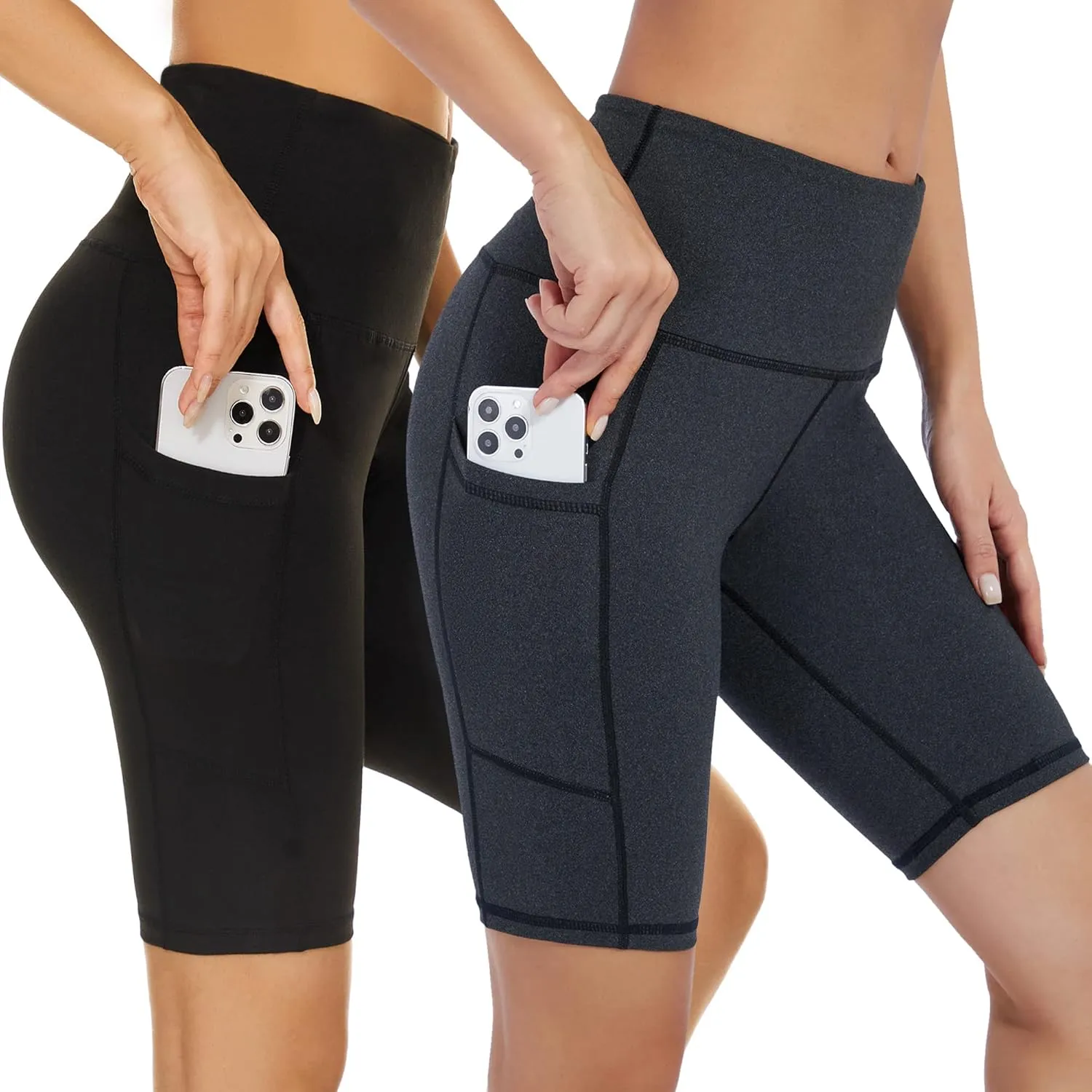 Custer's Night High Waist Out Pocket Yoga Short Tummy Control Workout Running 4 Way Stretch Yoga Leggings