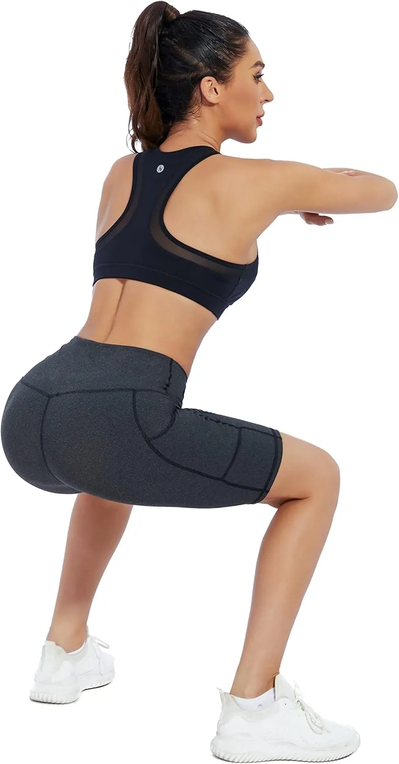 Custer's Night High Waist Out Pocket Yoga Short Tummy Control Workout Running 4 Way Stretch Yoga Leggings