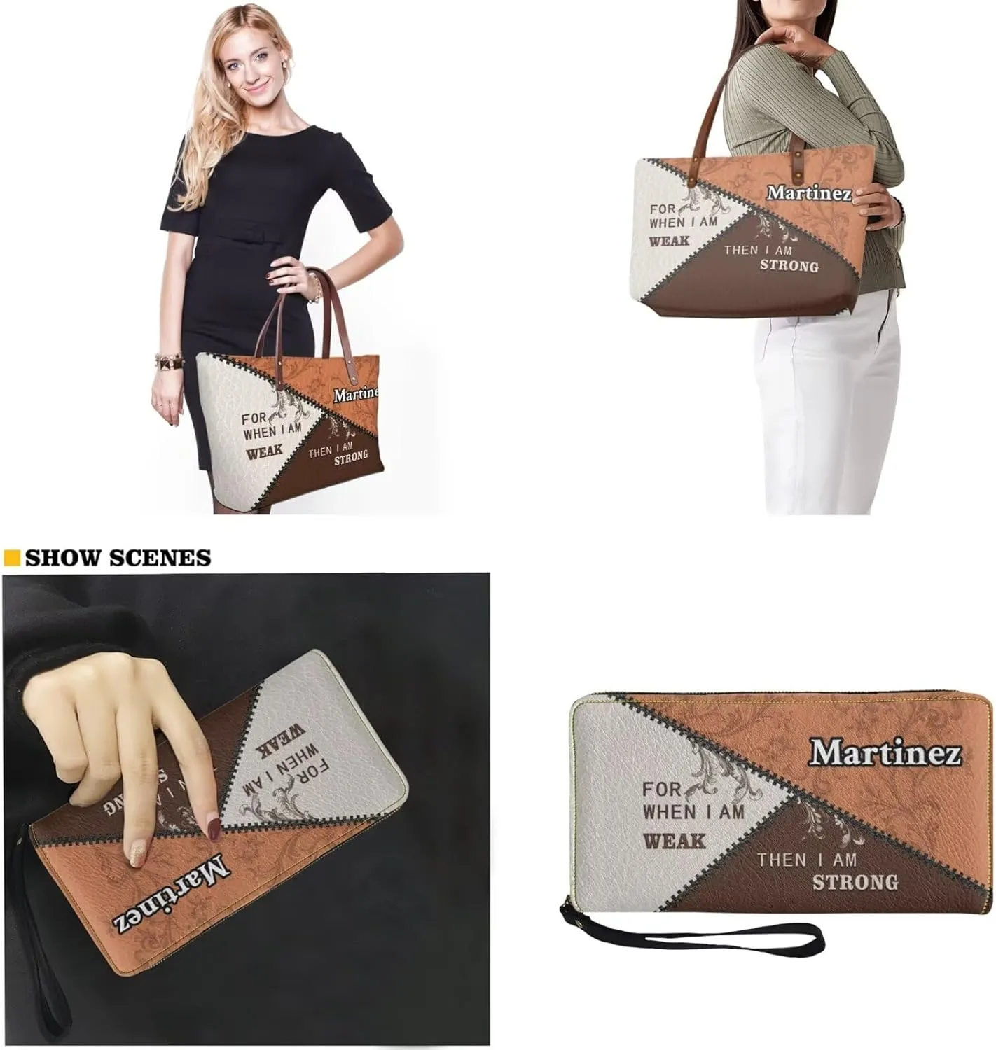 Customzied Women Handbags and Wallet Set of 2 Tote Bag Shoulder Bag Top Handle Satchel Purse