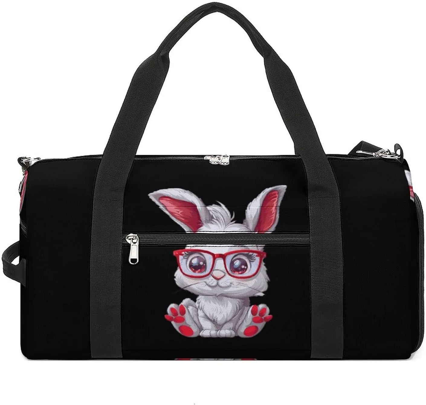 Cute Bunny Wearing Red Glasses Gym Bag for Men Women Lightweight Duffel Bag Sports Workout Bag for Travel Yoga