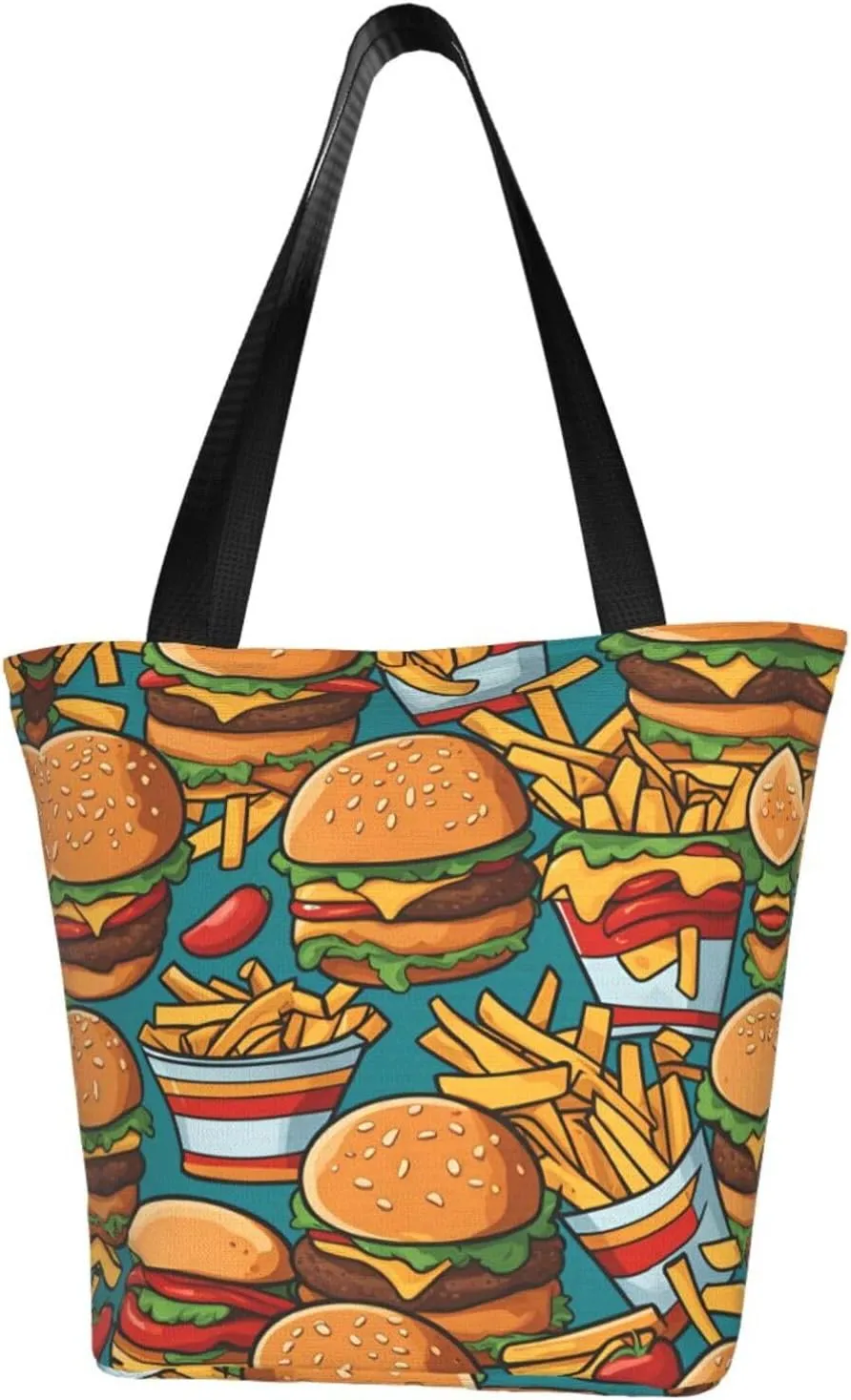 cute burger fries Cross-body Shoulder Bag, Women's One-shoulder Handbag, Weekend Travel Shopping and Playing Shoulder Bag