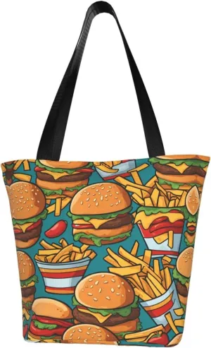 cute burger fries Cross-body Shoulder Bag, Women's One-shoulder Handbag, Weekend Travel Shopping and Playing Shoulder Bag