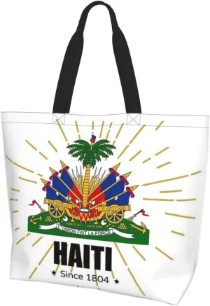 Cute Flag Tote Bag for Women Men Reusable Patriotic Beach Grocery Shopping Bag for Outdoor Gym Shopping