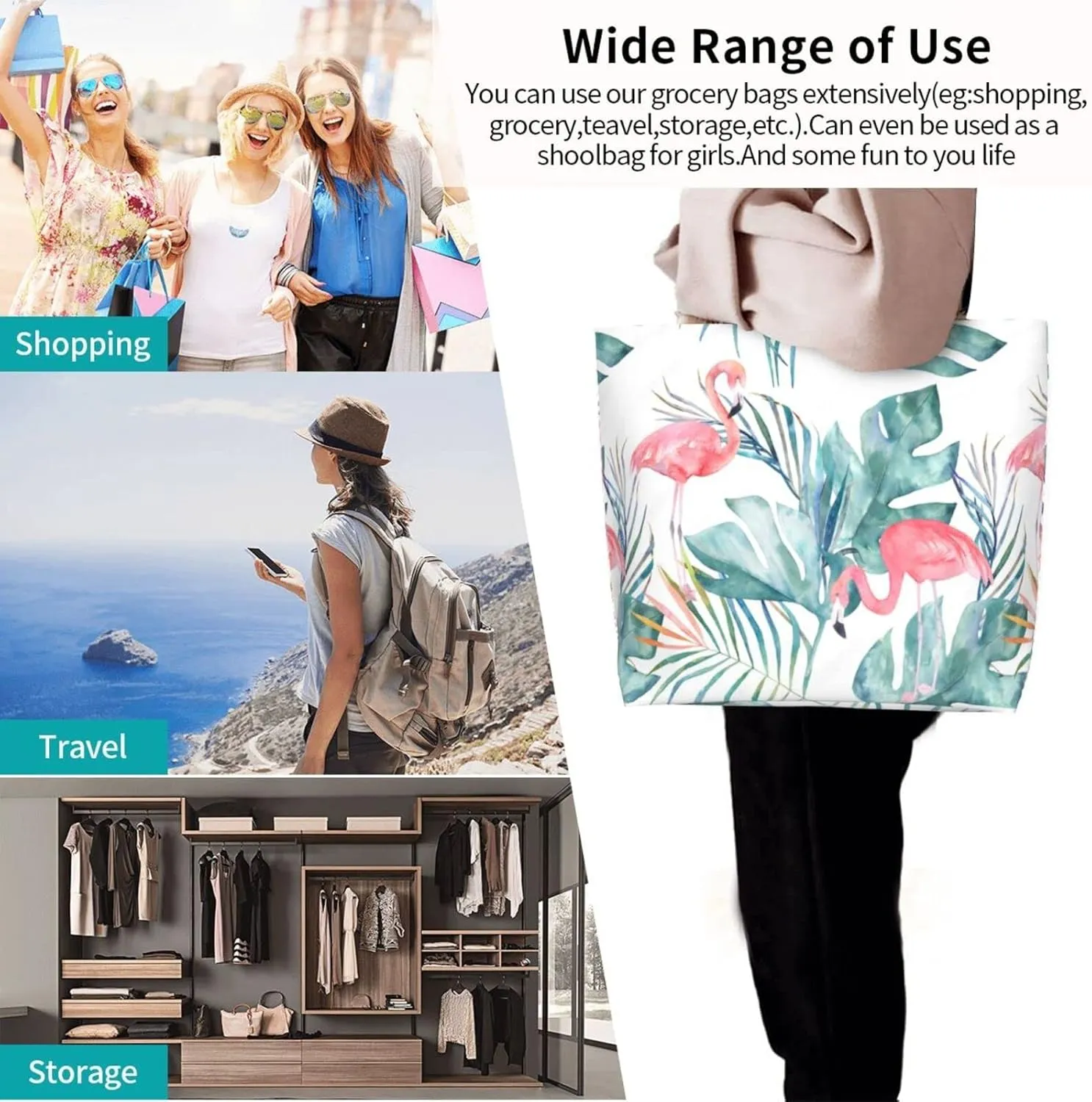 Cute Tote Bag Beach Canvas Bag Travel Reusable Grocery Shopping Bag Tote for Women Men