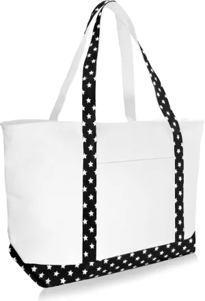 DALIX Daily Shoulder Tote Bag Premium Cotton in Black Star