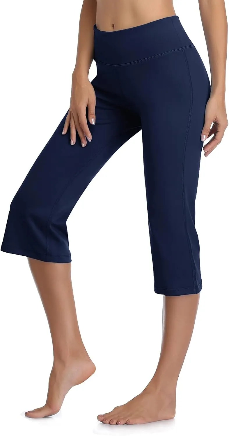 DAYOUNG Bootcut Yoga Pants for Women Tummy Control Workout Bootleg Pants High Waist 4 Way Stretch Pants