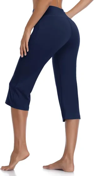 DAYOUNG Bootcut Yoga Pants for Women Tummy Control Workout Bootleg Pants High Waist 4 Way Stretch Pants