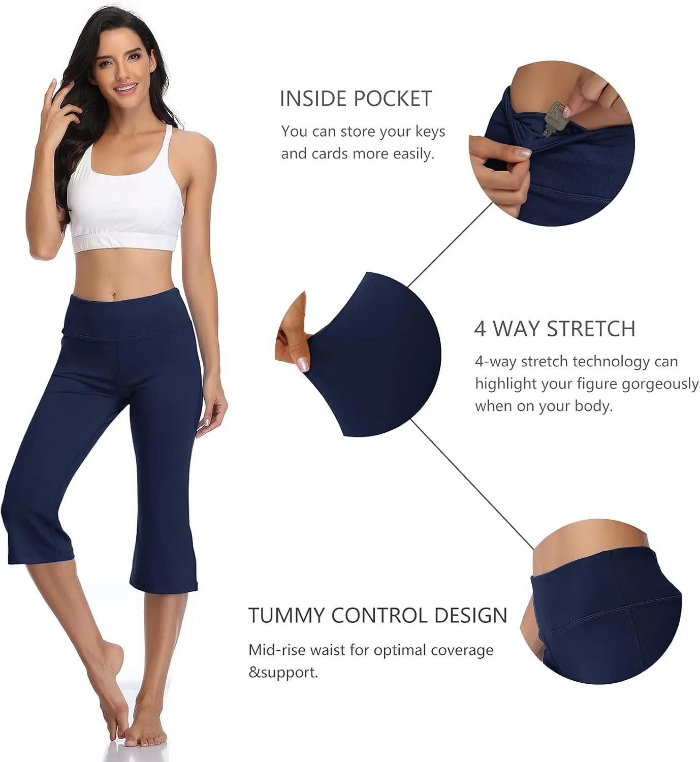 DAYOUNG Bootcut Yoga Pants for Women Tummy Control Workout Bootleg Pants High Waist 4 Way Stretch Pants