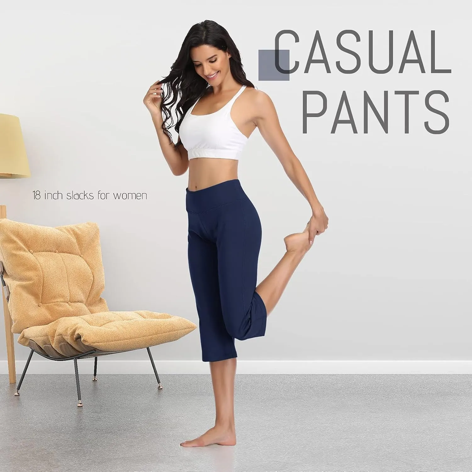 DAYOUNG Bootcut Yoga Pants for Women Tummy Control Workout Bootleg Pants High Waist 4 Way Stretch Pants