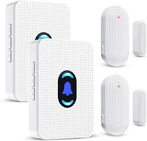 Daytech Wireless Door Chime, Door Dinger for Business Entry/Store/Home/Office, Door Alarms When Opened with 800 Ft Range,20 Chimes 5 Adjustable Volume 2 Sensors   2 Receivers