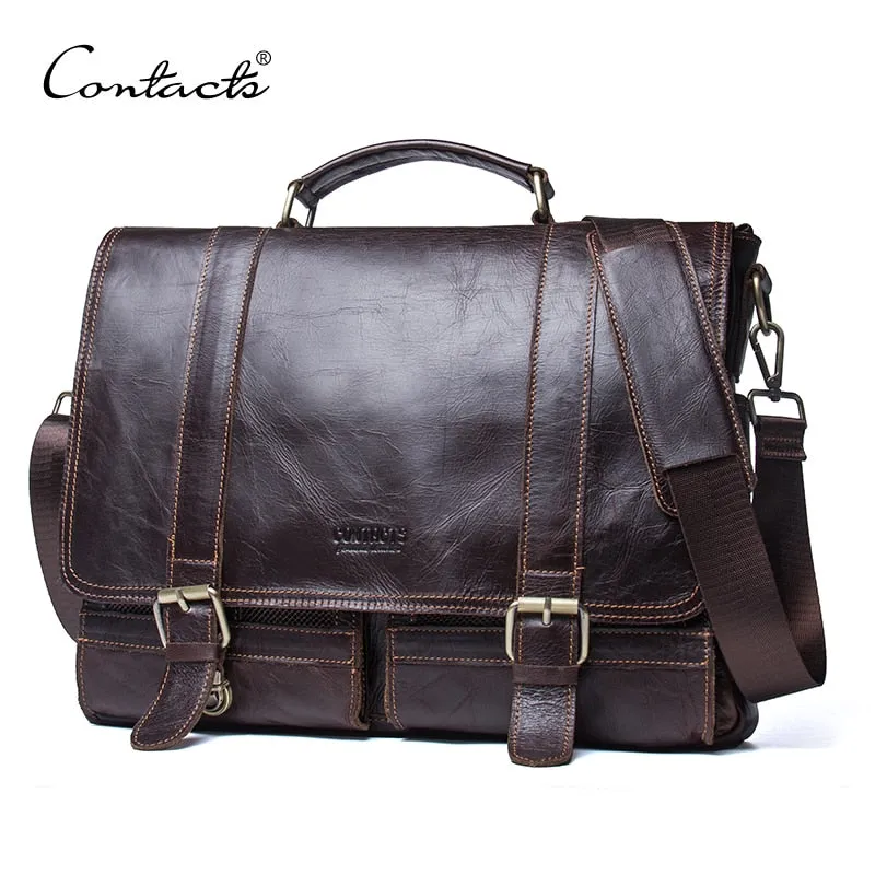 Dedicated assistance bags men's leather handbag bolsas genuine large bag CONTACT'S shoulder business luxury messenger briefcase Customizable options vintage laptop casual