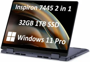 Dell Inspiron 14 2-in-1 Touchscreen Laptop (14" FHD  IPS, 32GB DDR5 RAM, 1TB SSD, AMD Ryzen 5 8640HS (> intel i7-1255U)) For Business, Students, FP, Backlit, FHD Webcam, Inspiron 7445, Win 11 Pro