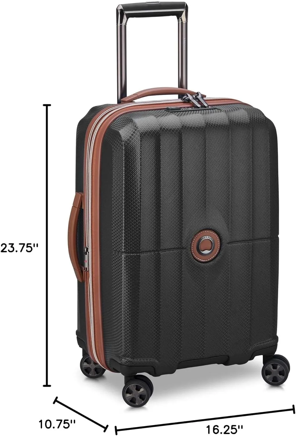 DELSEY PARIS Carrousel Hardside Expandable Luggage with Spinner Wheels, Black, Checked-Medium 24 Inch