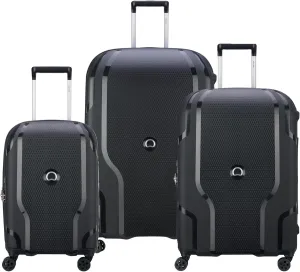 DELSEY PARIS Clavel Hardside Expandable Luggage with Spinner Wheels, Black, 3-Piece Set (19/25/30)