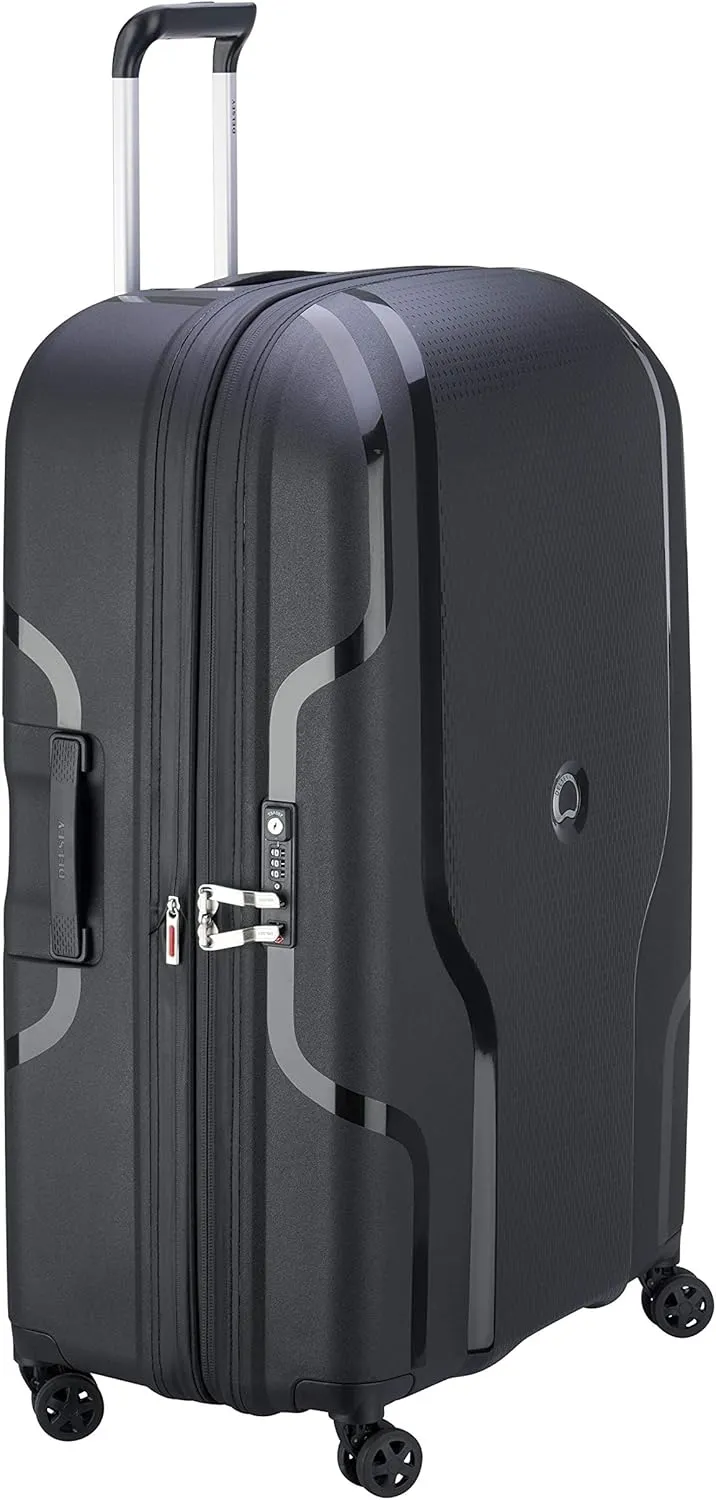 DELSEY PARIS Clavel Hardside Expandable Luggage with Spinner Wheels, Black, Checked-Large 30 Inch