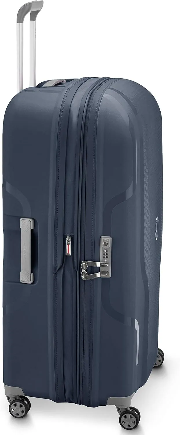 DELSEY PARIS Clavel Hardside Expandable Luggage with Spinner Wheels, Blue Jean, Checked-Large 30 Inch