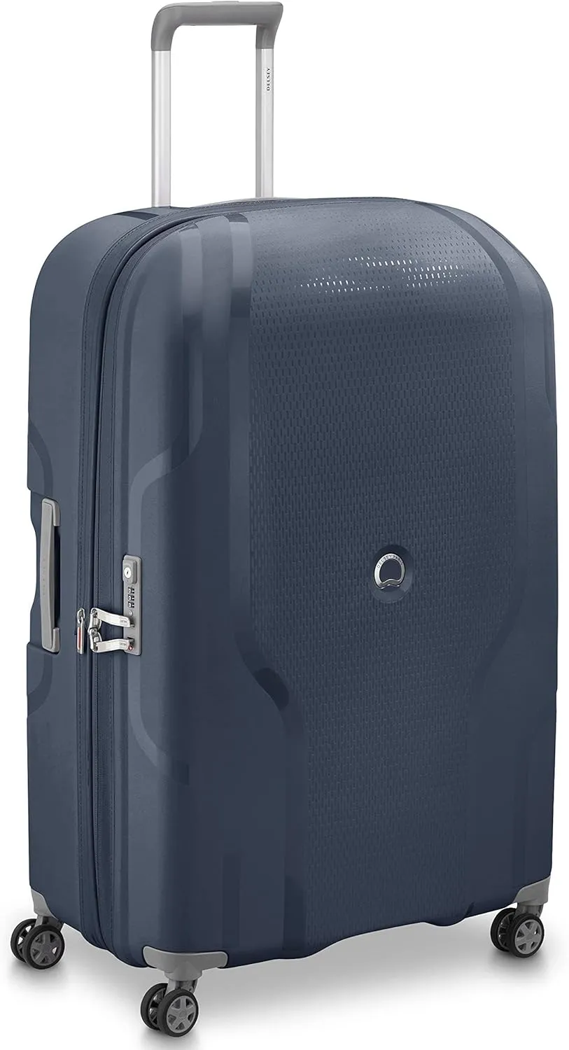 DELSEY PARIS Clavel Hardside Expandable Luggage with Spinner Wheels, Blue Jean, Checked-Large 30 Inch