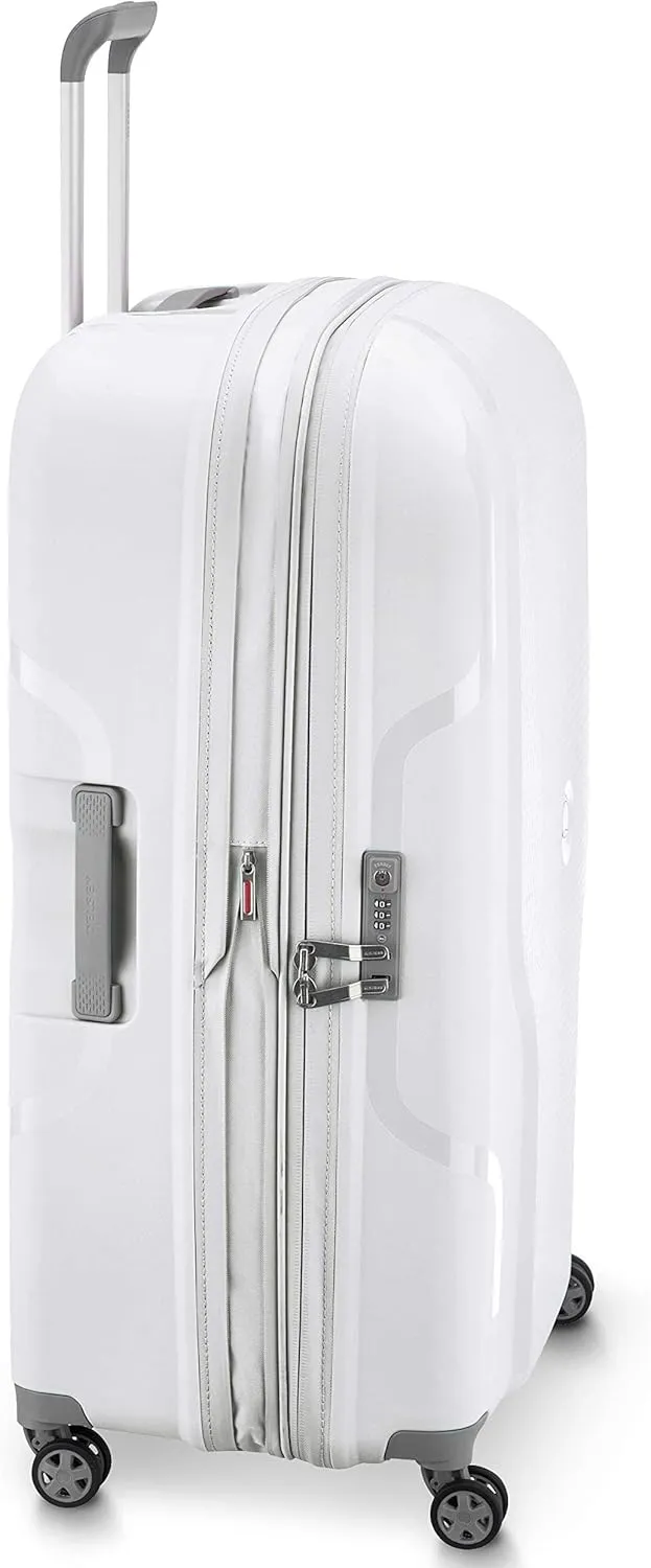 DELSEY PARIS Clavel Hardside Expandable Luggage with Spinner Wheels, White, Checked-Large 30 Inch