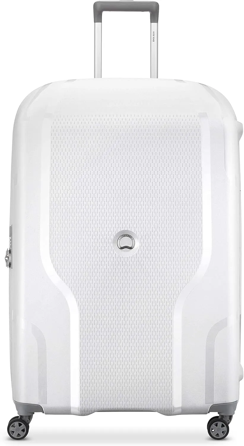 DELSEY PARIS Clavel Hardside Expandable Luggage with Spinner Wheels, White, Checked-Large 30 Inch