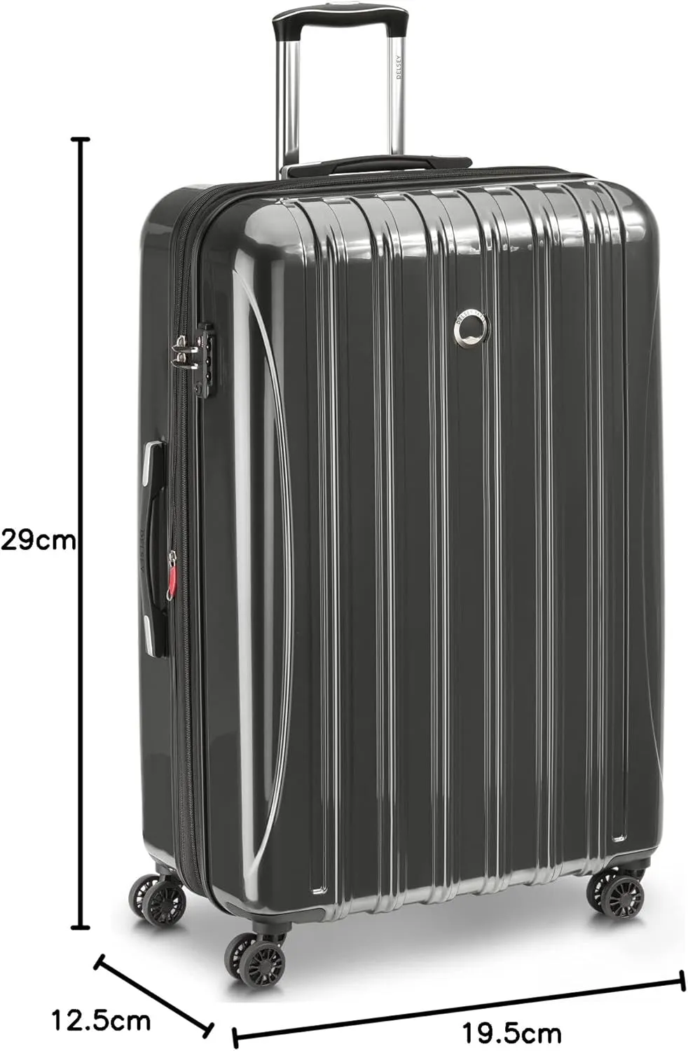 DELSEY PARIS Helium Aero Hardside Expandable Luggage with Spinner Wheels, Brushed Charcoal, Checked-Large 29 Inch