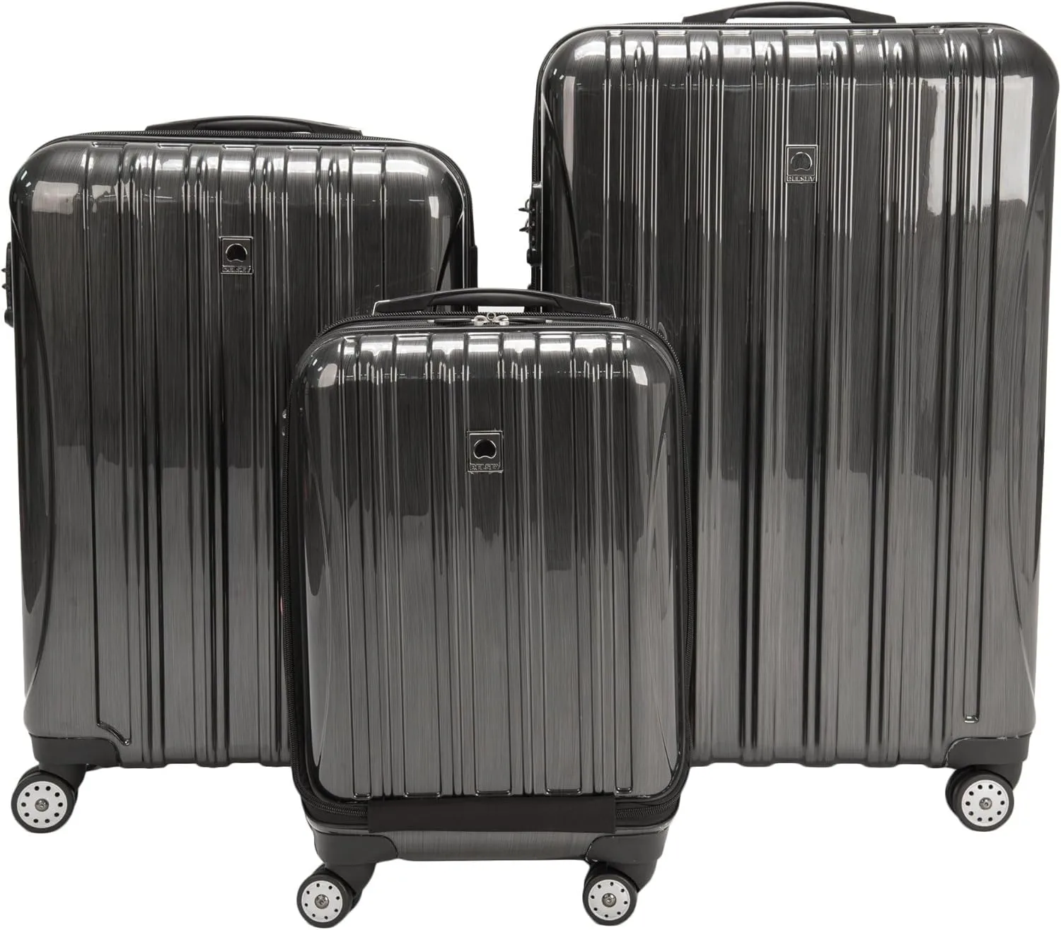 DELSEY PARIS Helium Aero Hardside Expandable Luggage with Spinner Wheels, Brushed Charcoal, Checked-Large 29 Inch