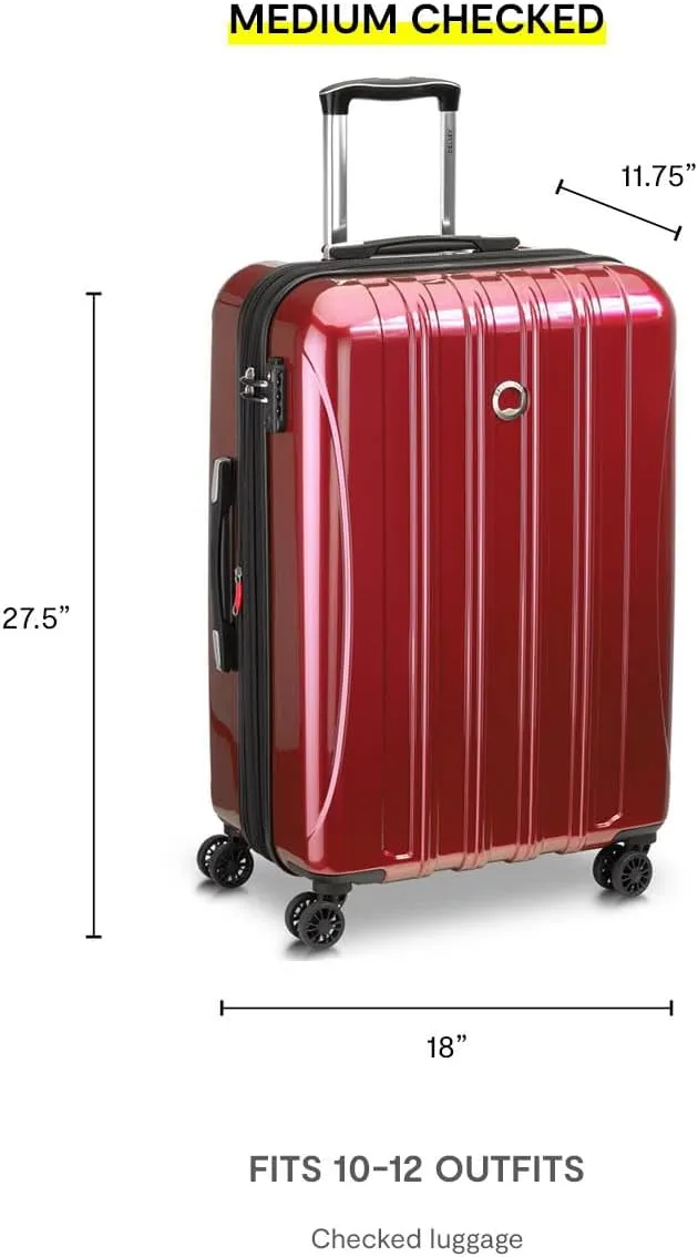 DELSEY PARIS Helium Aero Hardside Expandable Luggage with Spinner Wheels, Brushed Charcoal, Checked-Medium 25 Inch