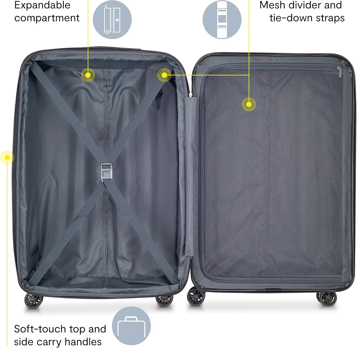 DELSEY PARIS Helium Aero Hardside Expandable Luggage with Spinner Wheels, Brushed Charcoal, Checked-Medium 25 Inch