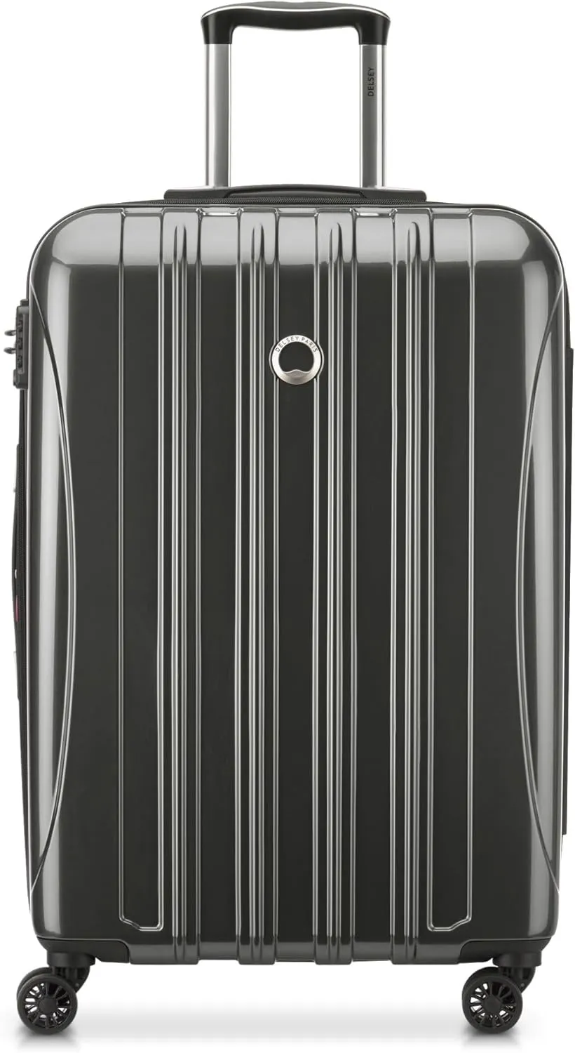 DELSEY PARIS Helium Aero Hardside Expandable Luggage with Spinner Wheels, Brushed Charcoal, Checked-Medium 25 Inch