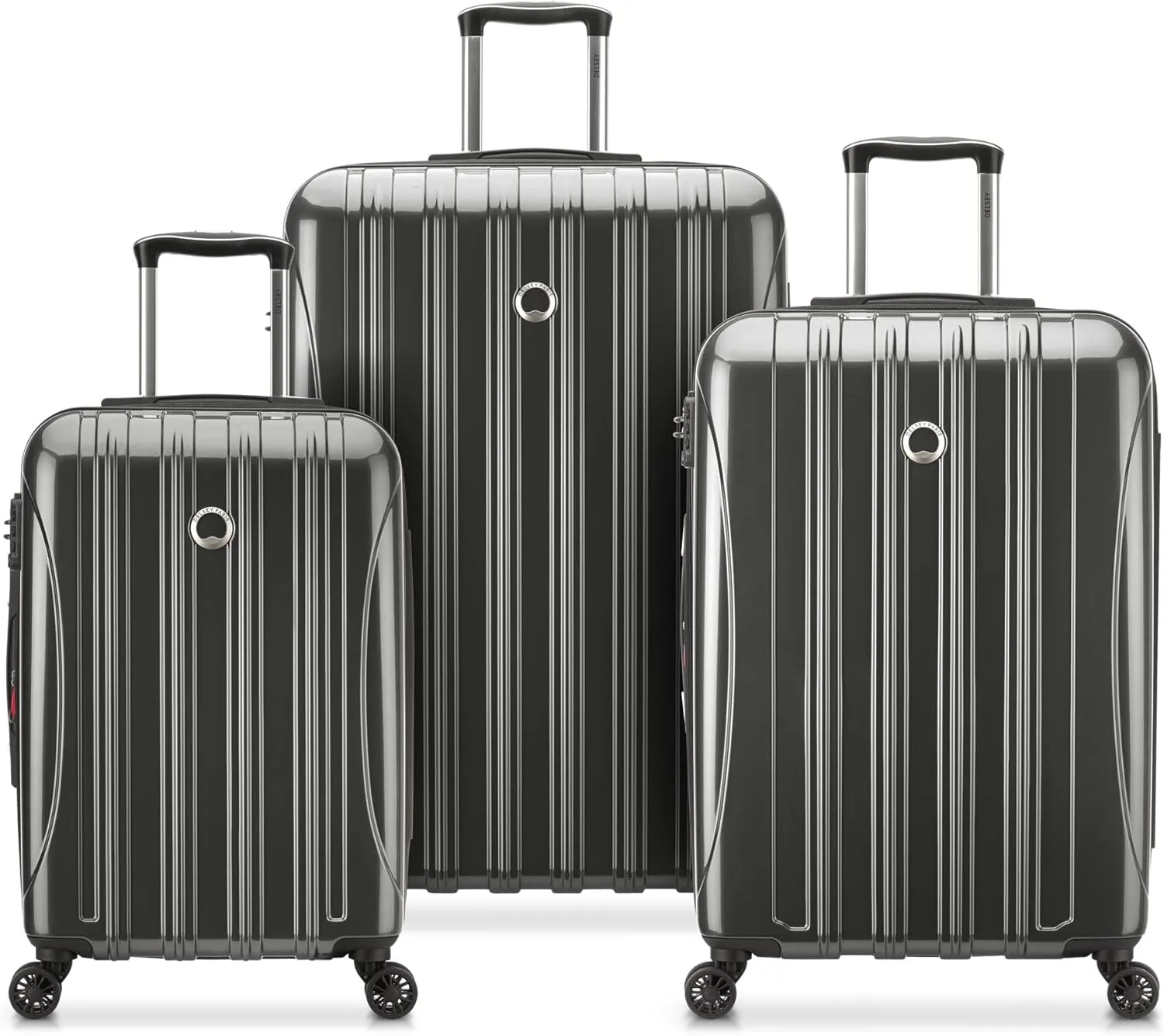 DELSEY PARIS Helium Aero Hardside Expandable Luggage with Spinner Wheels, Titanium, 3-Piece Set (21/25/29)