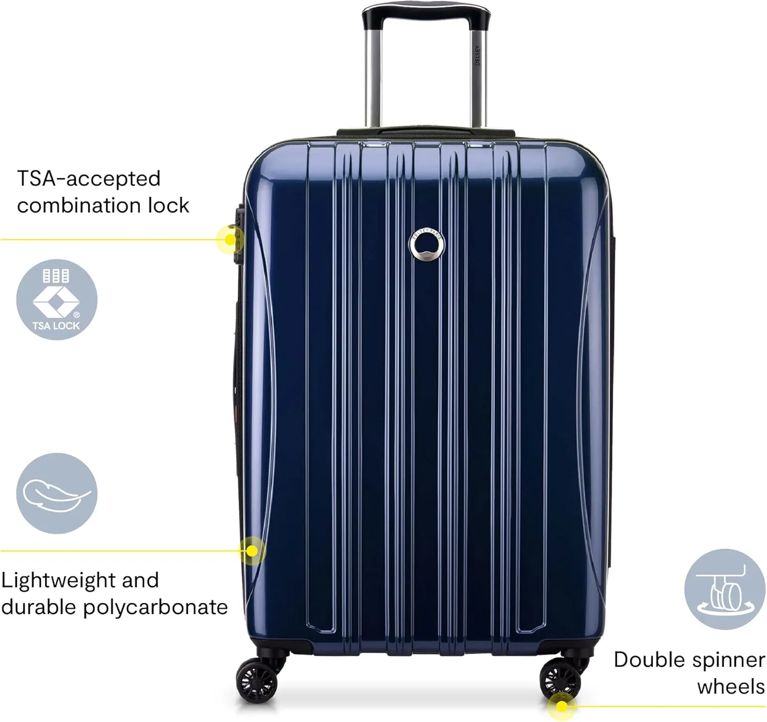 DELSEY PARIS Helium Aero Hardside Expandable Luggage with Spinner Wheels, Titanium, Carry-On 21 Inch