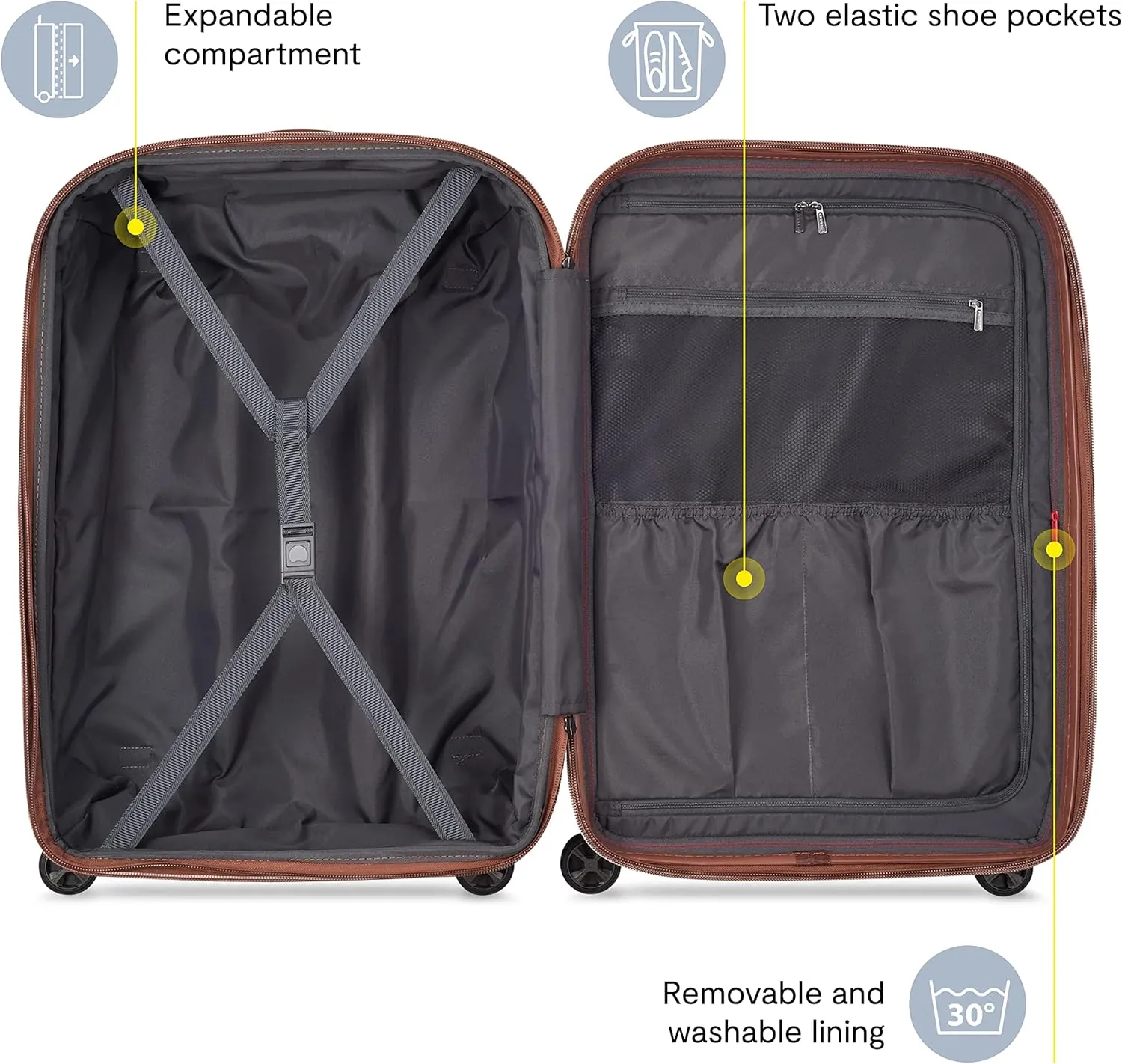 DELSEY PARIS St. Tropez Hardside Expandable Luggage with Spinner Wheels, Navy, Carry-on 21 Inch