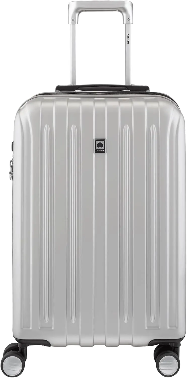 DELSEY PARIS Titanium Hardside Expandable Luggage with Spinner Wheels Carry-On Luggage, Silver, Carry-On 21 Inch