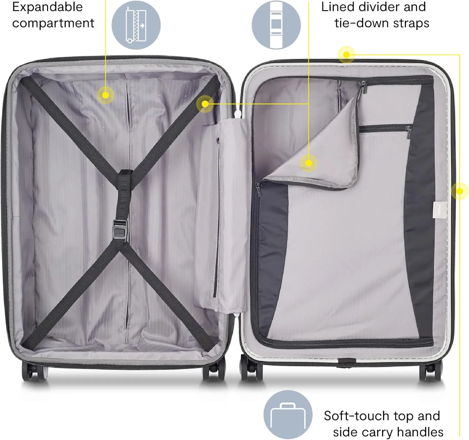 DELSEY PARIS Titanium Hardside Expandable Luggage with Spinner Wheels Checked Luggage, Silver, Checked-Medium 25 Inch