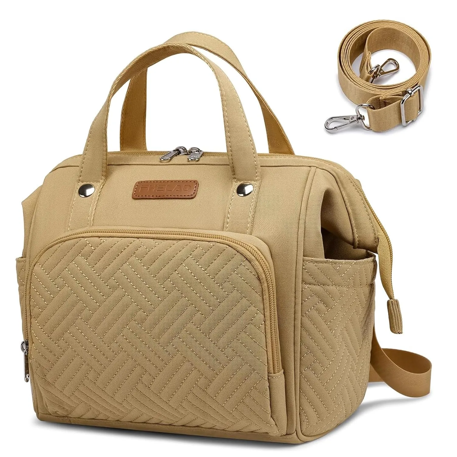 Diaper Bag Small Diaper Backpack, Waterproof Multi-Function Newborn Baby Stylish Mini Tote Maternity Bags Travel Backpacks with Insulated Pockets, Light Brown