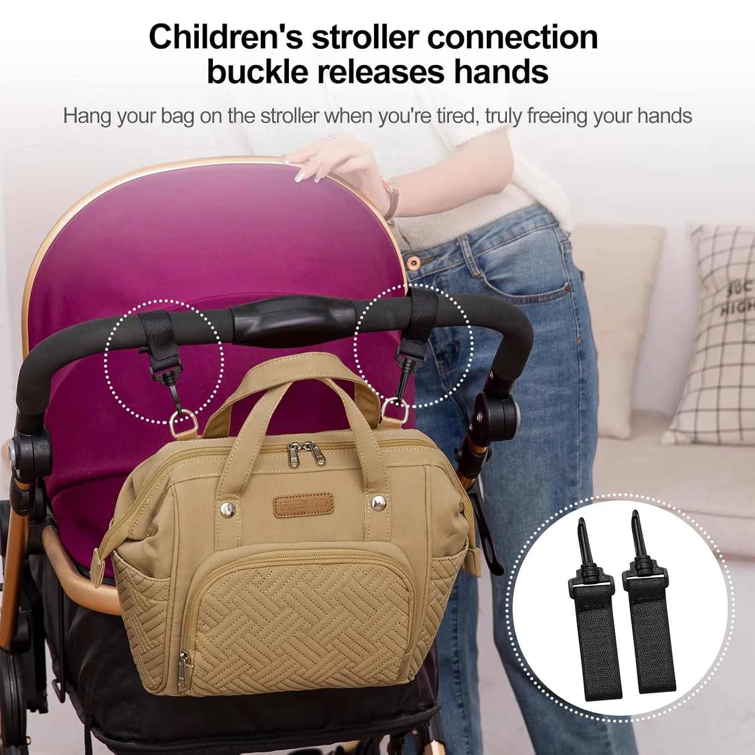 Diaper Bag Small Diaper Backpack, Waterproof Multi-Function Newborn Baby Stylish Mini Tote Maternity Bags Travel Backpacks with Insulated Pockets, Light Brown