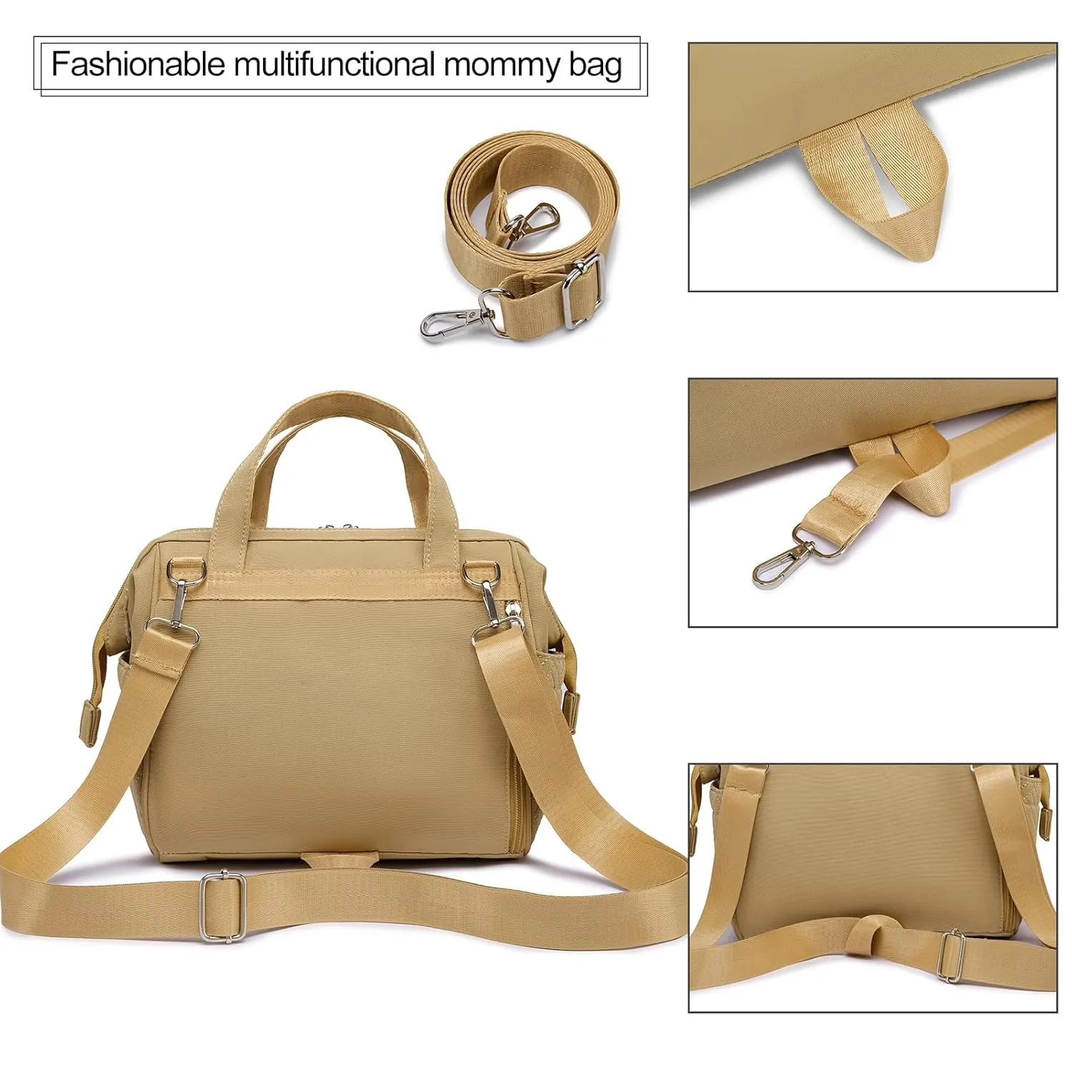 Diaper Bag Small Diaper Backpack, Waterproof Multi-Function Newborn Baby Stylish Mini Tote Maternity Bags Travel Backpacks with Insulated Pockets, Light Brown