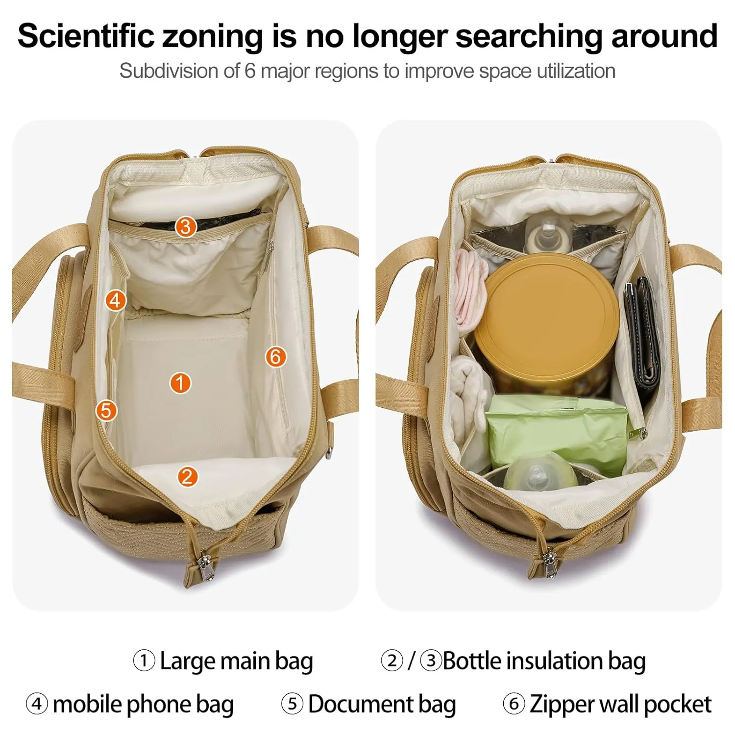 Diaper Bag Small Diaper Backpack, Waterproof Multi-Function Newborn Baby Stylish Mini Tote Maternity Bags Travel Backpacks with Insulated Pockets, Light Brown