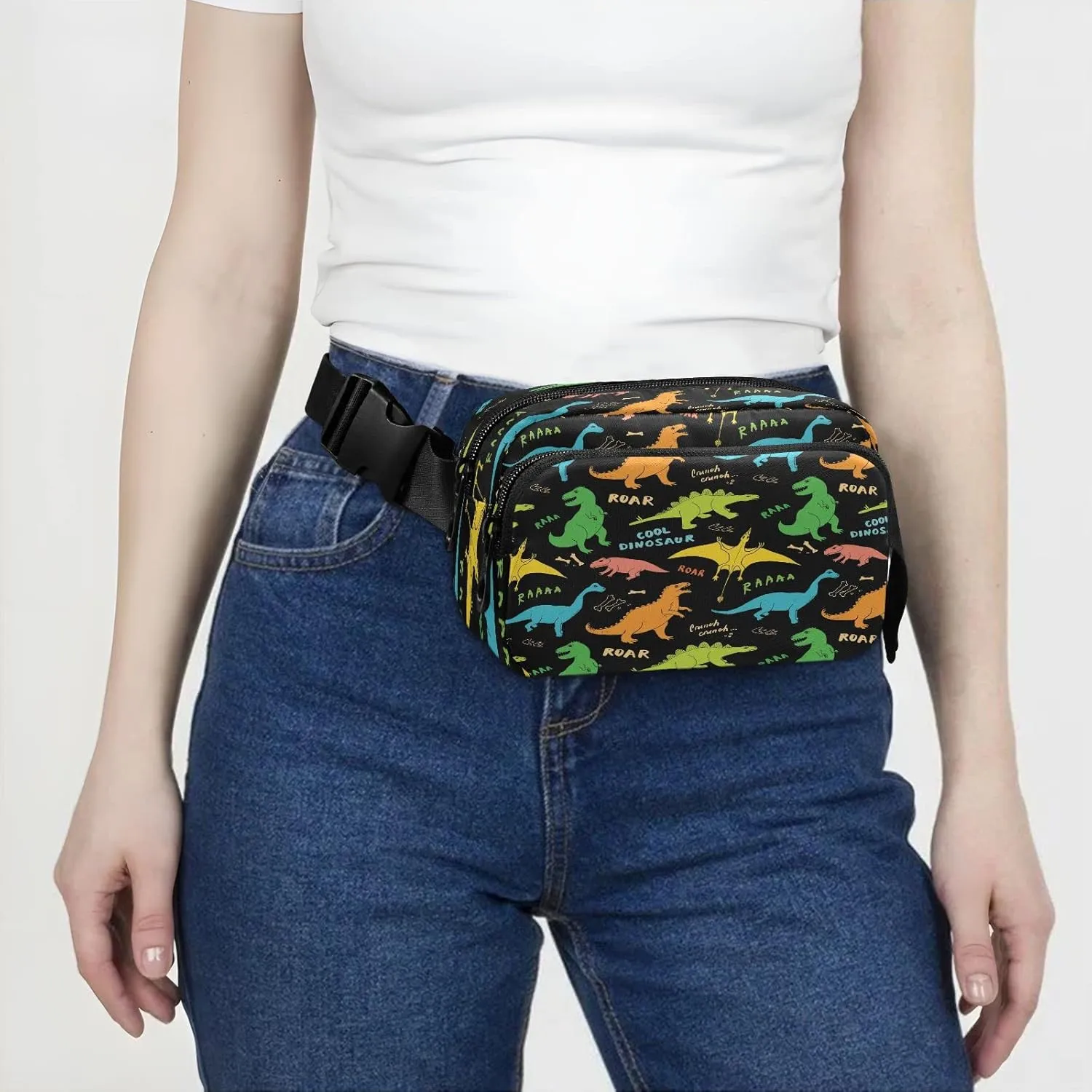 Dinosaur Belt Bag Fanny Pack Crossbody Bags for Women Men Dinosaur Belt Bag Crossbody Waterproof Fashion Waist Packs Unisex with Adjustable Strap for Running Workout Travel Hiking