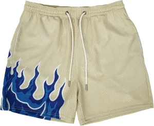 DIOTSR Mens Flame Graphic Basketball Shorts Cool Retro Running Athletic Shorts Drawstring Waist Casual Track Shorts