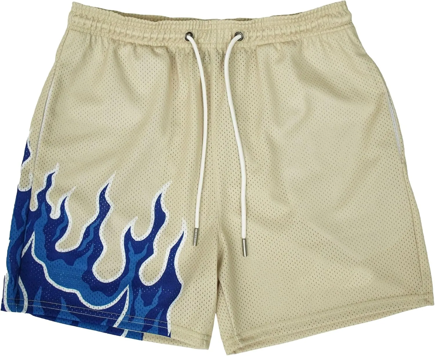 DIOTSR Mens Flame Graphic Basketball Shorts Cool Retro Running Athletic Shorts Drawstring Waist Casual Track Shorts