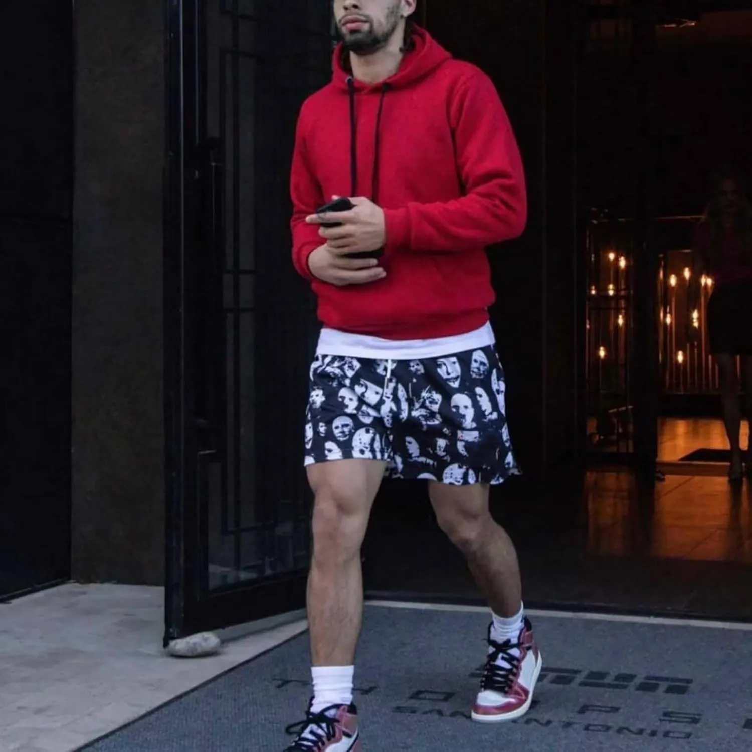 DIOTSR Mens Graphic Print Shorts Cool Mesh Basketball Shorts Casual Flat Front Shorts Summer Drawstring