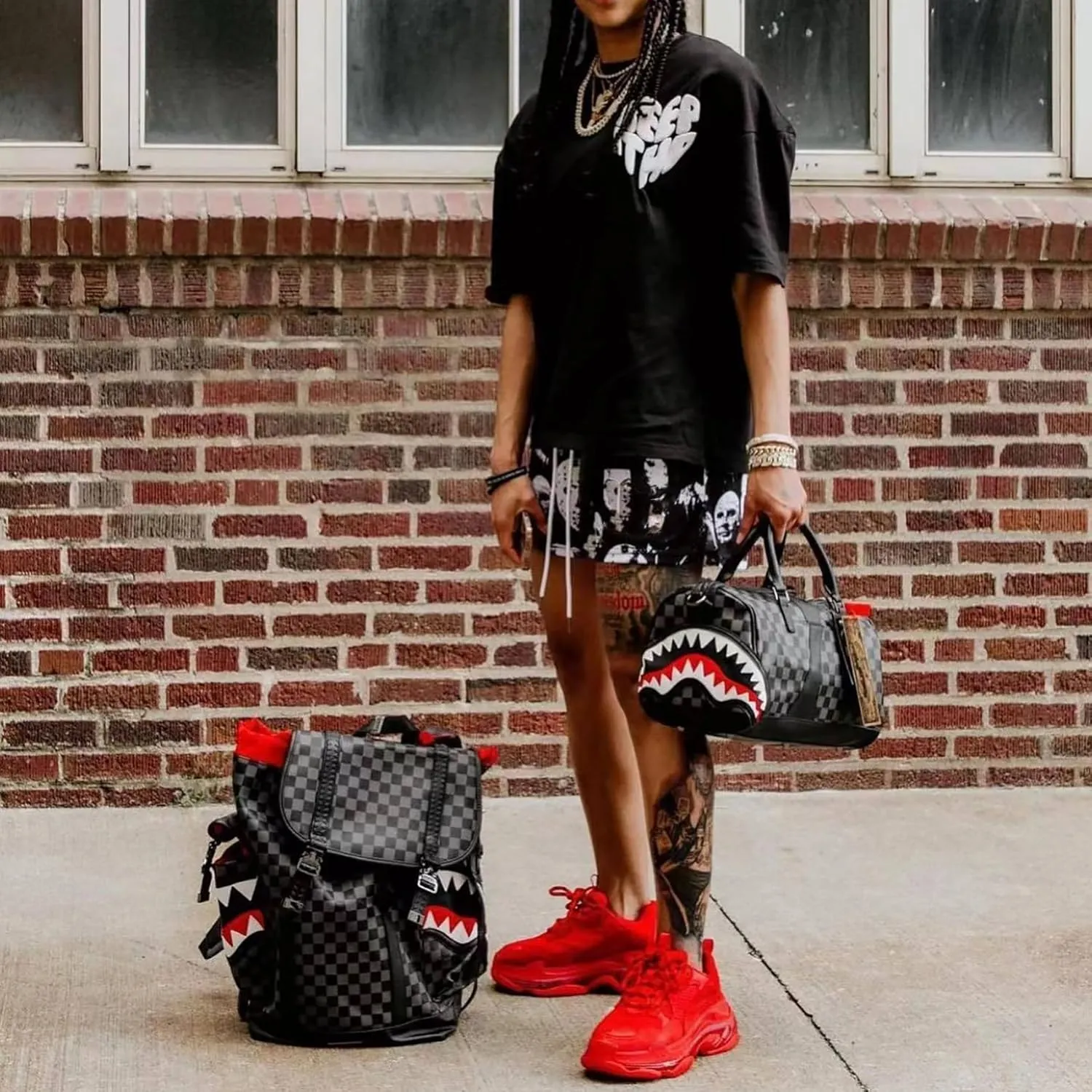 DIOTSR Mens Graphic Print Shorts Cool Mesh Basketball Shorts Casual Flat Front Shorts Summer Drawstring