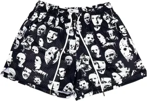 DIOTSR Mens Graphic Print Shorts Cool Mesh Basketball Shorts Casual Flat Front Shorts Summer Drawstring