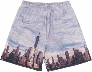 DIOTSR Mens Skyline Graphic Shorts Casual Streetwear Cool Basketball Shorts Running Workout Shorts with Pockets